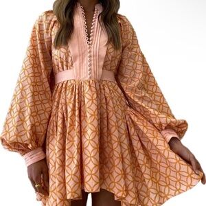 Elegant Peach Patterned Dress